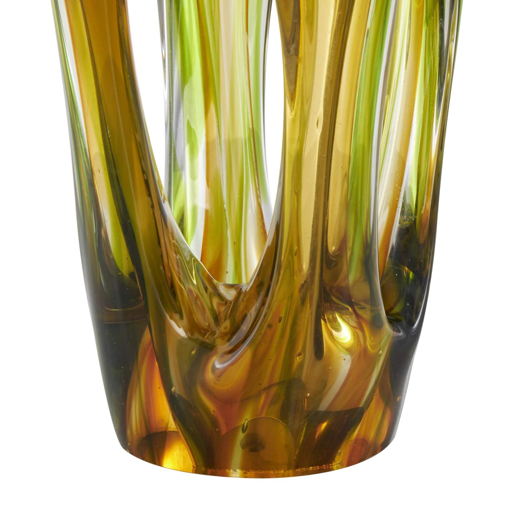 21" Orange Glass Abstract Ombre Cutout Sculpture